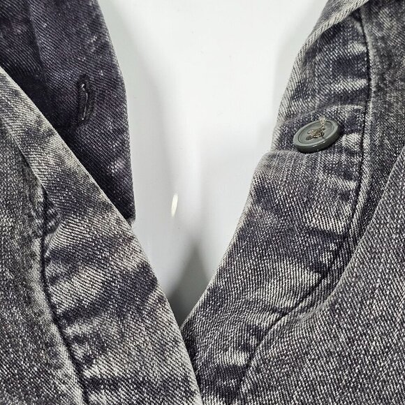 Rails Ames Black Acid Wash Shirt Dress Long Sleeve‎ Knee Length Tie Linen XS - Picture 8 of 16